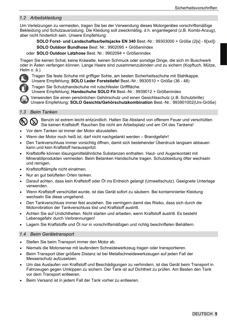SOLO 104L Grastrimmer User Manual | Page 5 / 104