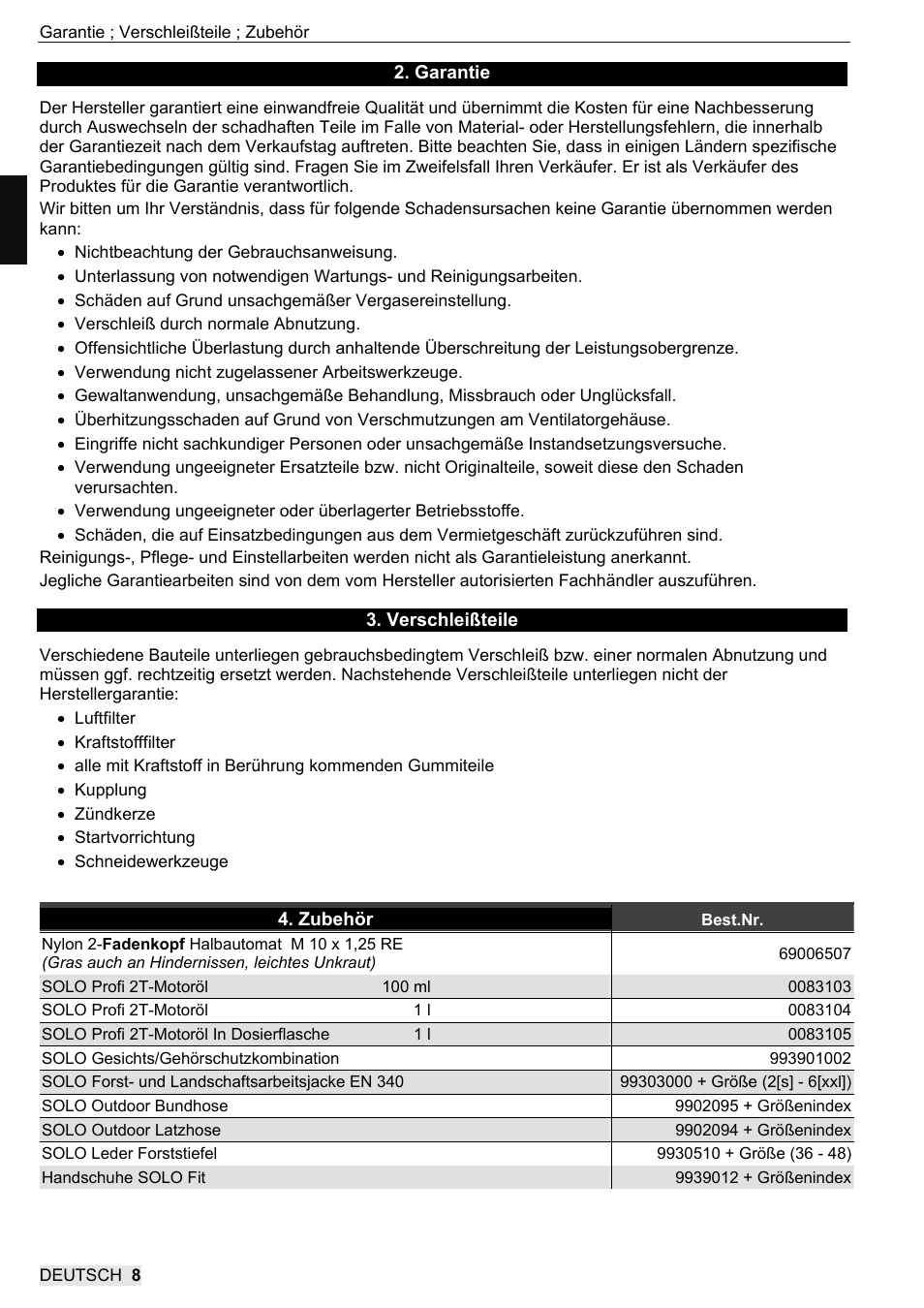 SOLO 104L Grastrimmer User Manual | Page 8 / 104