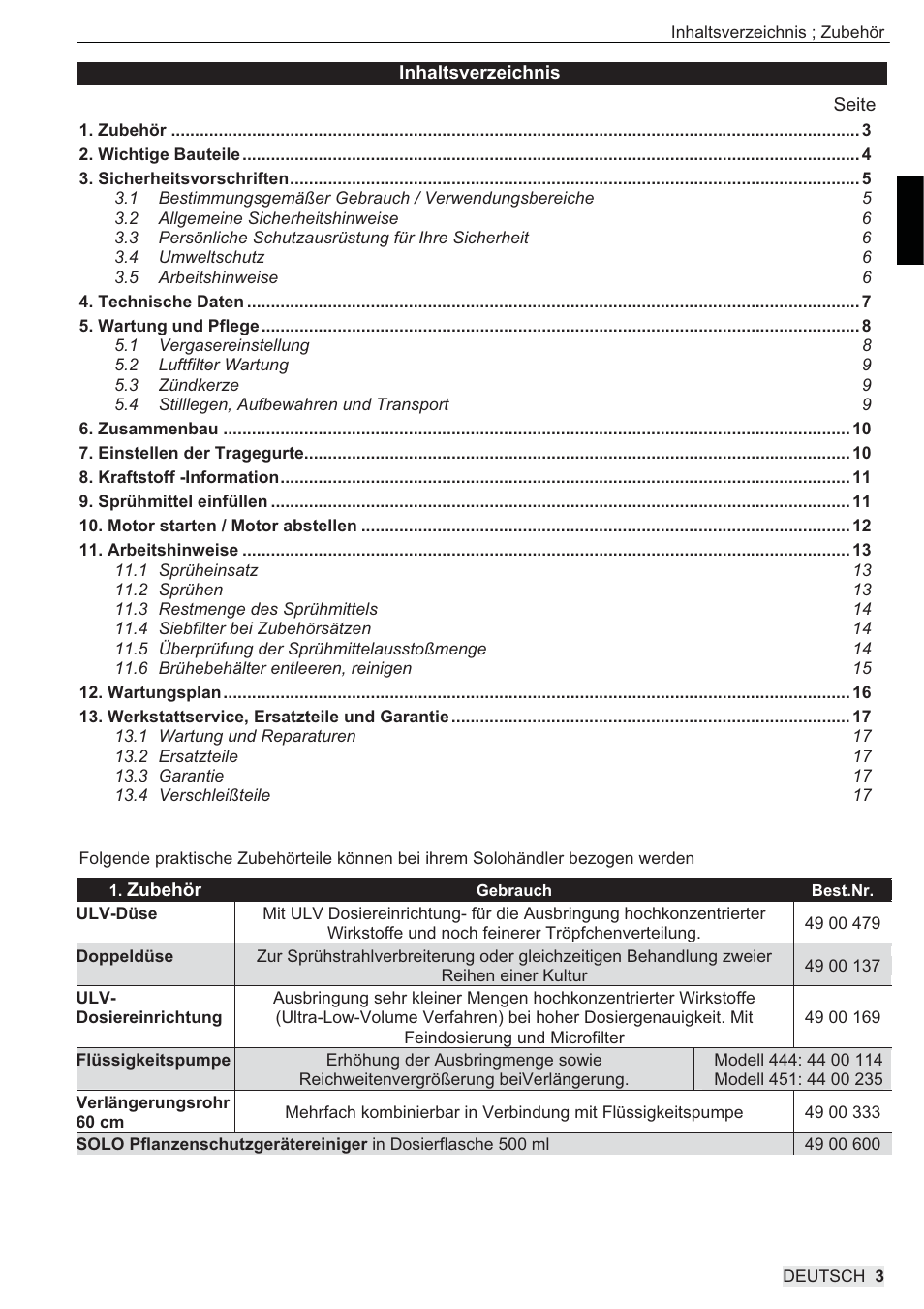 SOLO 444 Motorsprühgerät User Manual | Page 3 / 84