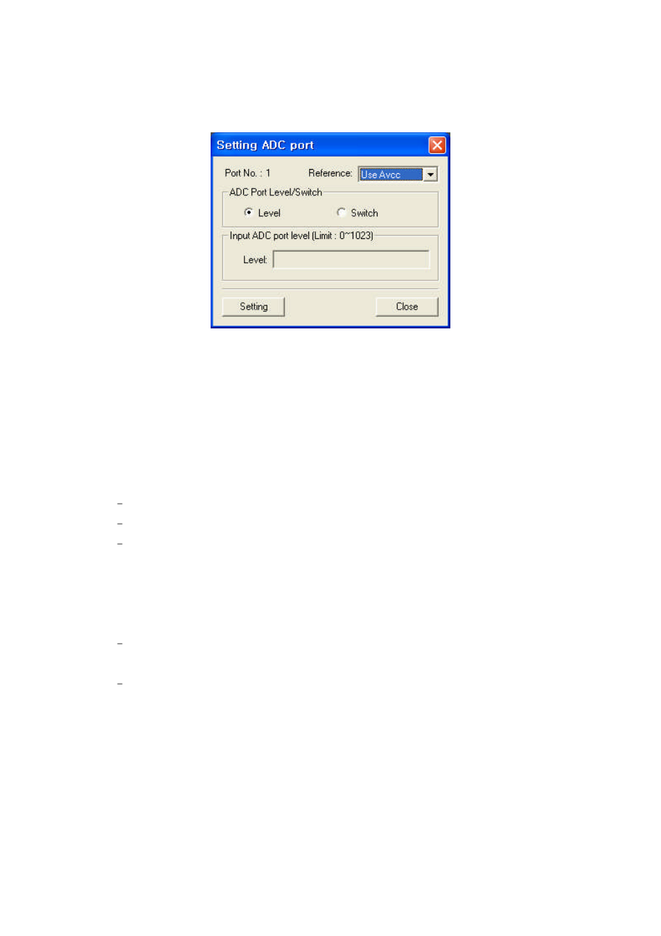1 setting reference, 2 setting adc input port | SENA Rhio232 User Manual | Page 22 / 76