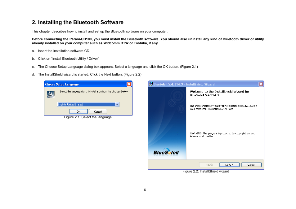 Installing the bluetooth software | SENA Parani-UD100 User Manual | Page 6 / 26