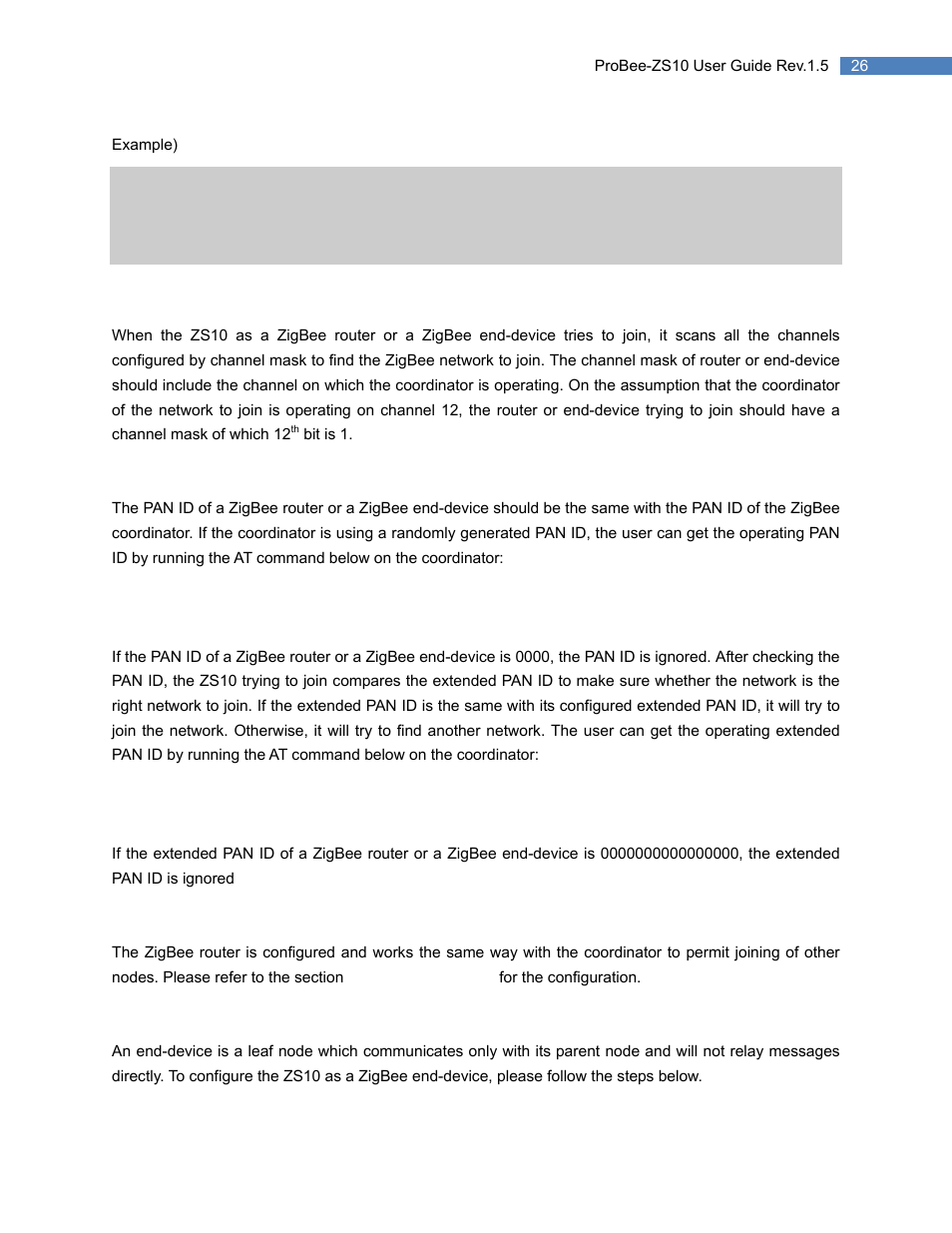 2 channel mask configuration for router, 3 pan id configuration for router, 4 permit joining | 3 setting up zs10 as an end-device, Channel mask configuration for router, Pan id configuration for router, Permit joining, Setting up zs10 as an end-device | SENA ProBee-ZS10 User Manual | Page 26 / 76