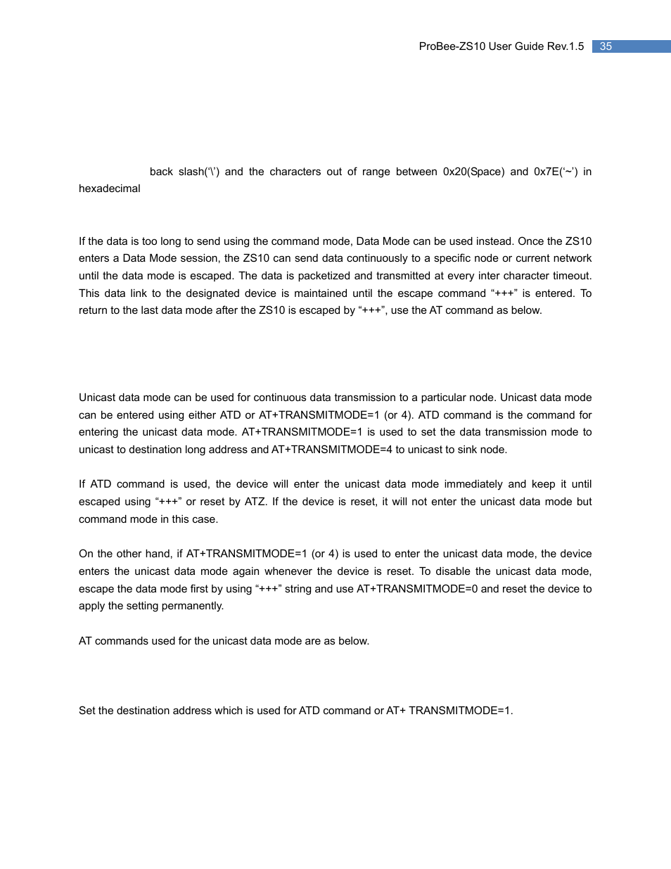 2 data mode, 1 unicast data mode, Data mode | Unicast data mode | SENA ProBee-ZS10 User Manual | Page 35 / 76