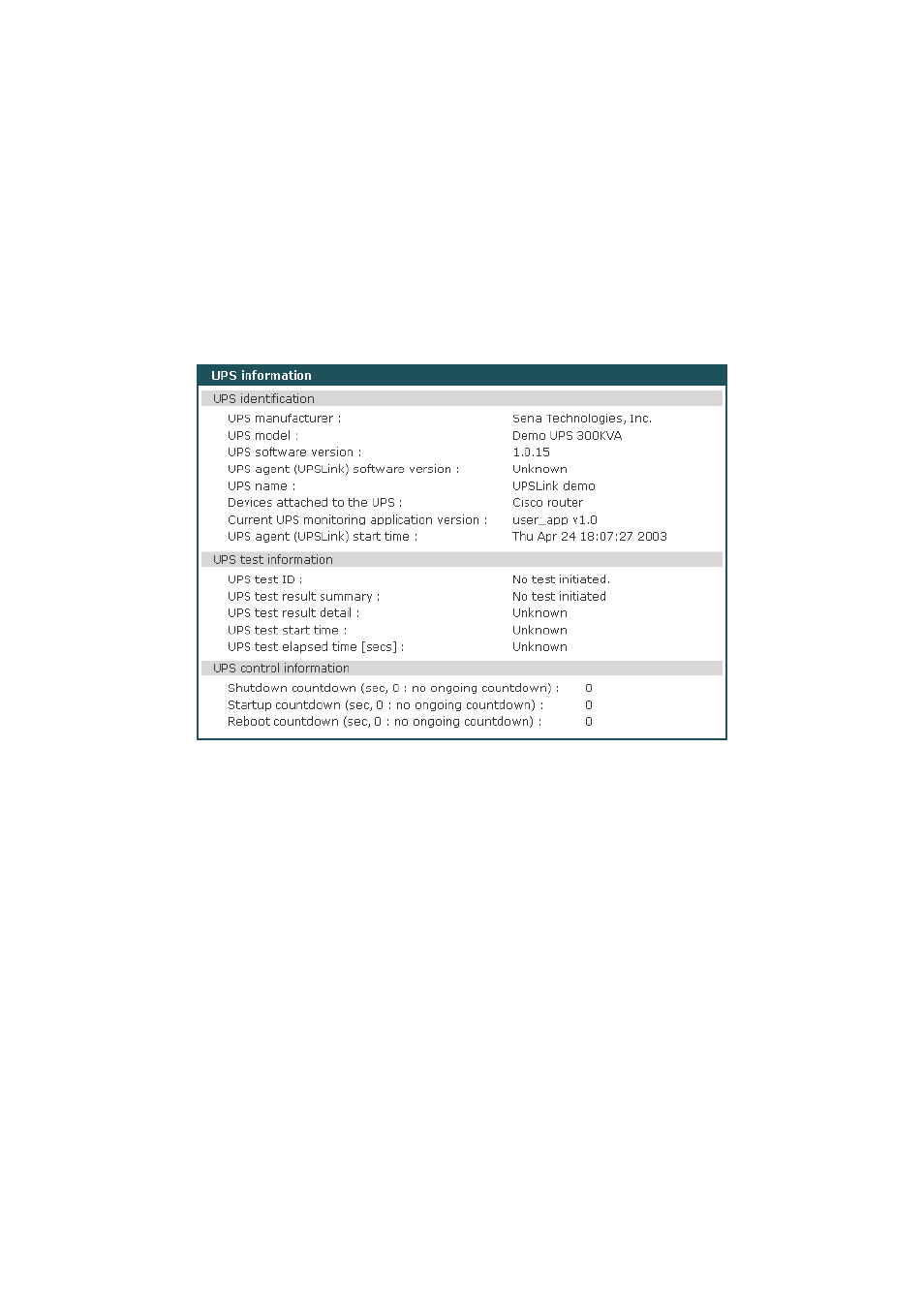 Ups management, 1 ups information | SENA UPSLink100 User Manual | Page 17 / 54