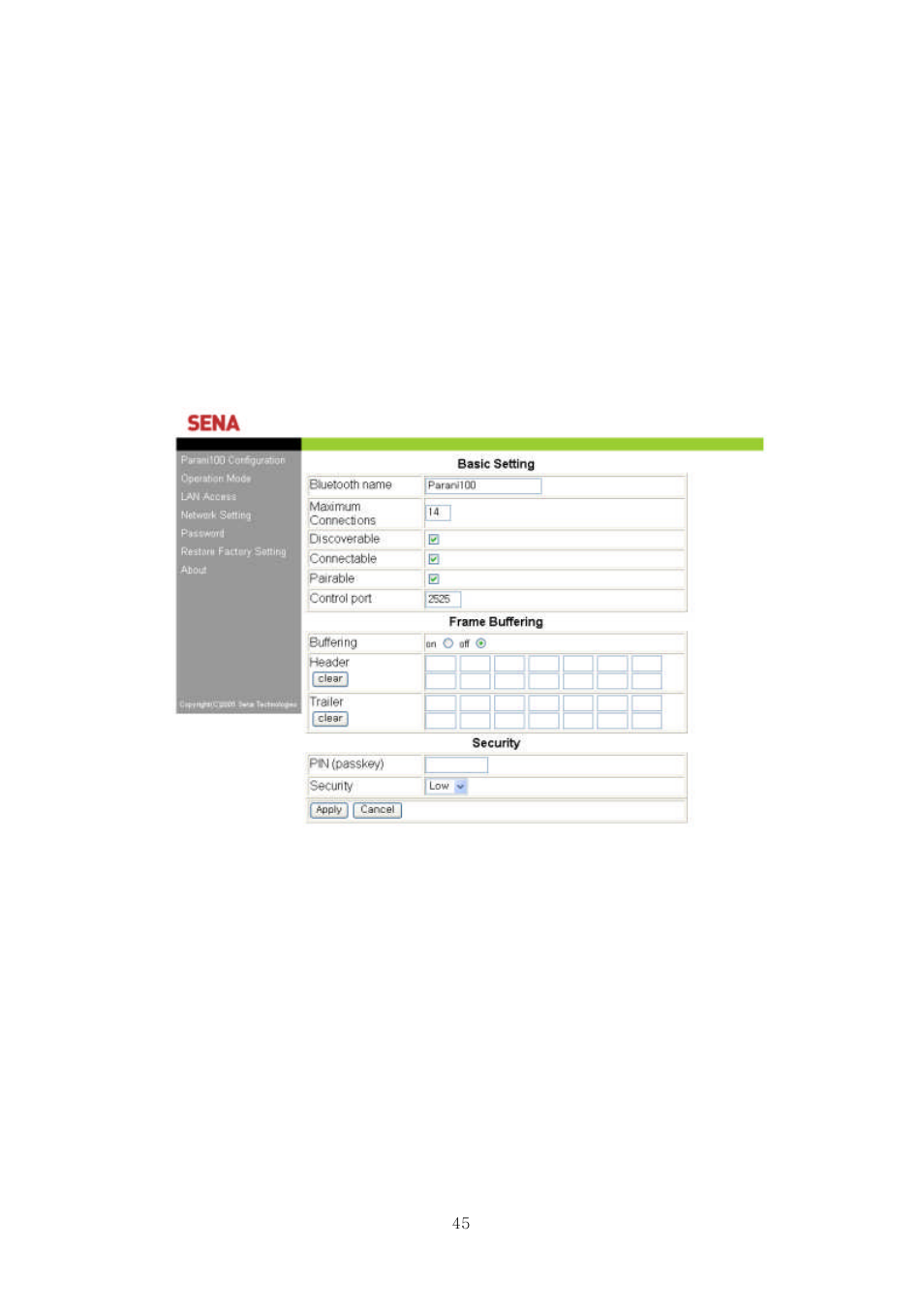 2 configuration via web | SENA Parani100 User Manual | Page 45 / 69