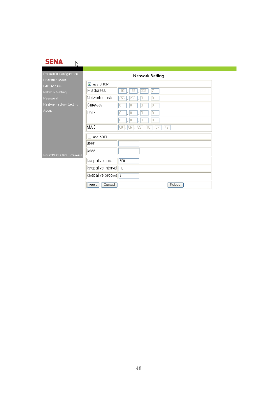 3 network setting | SENA Parani100 User Manual | Page 48 / 69
