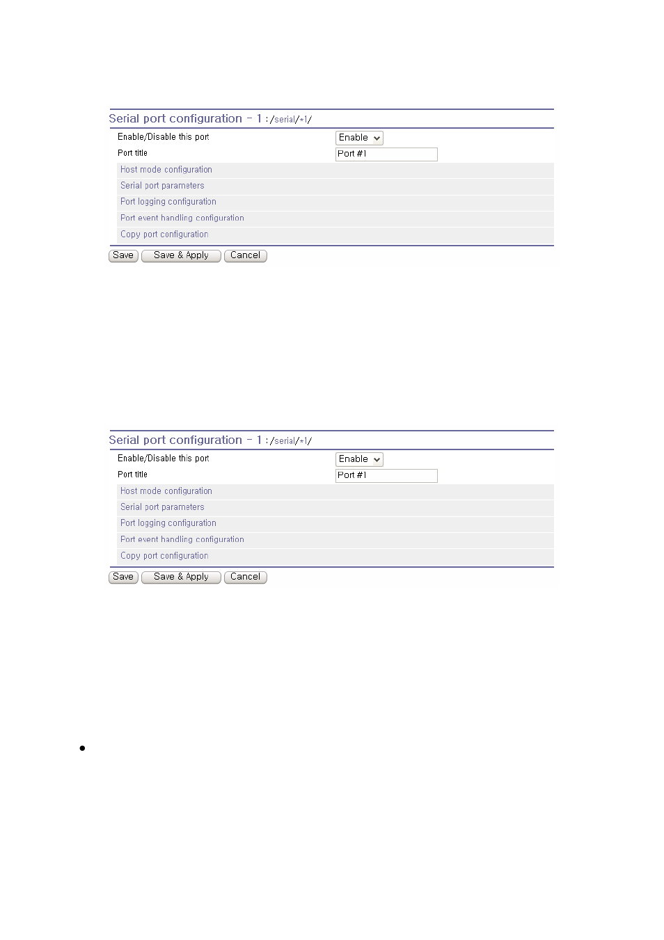 Port title, Host mode configuration | SENA PS810 User Manual | Page 42 / 110
