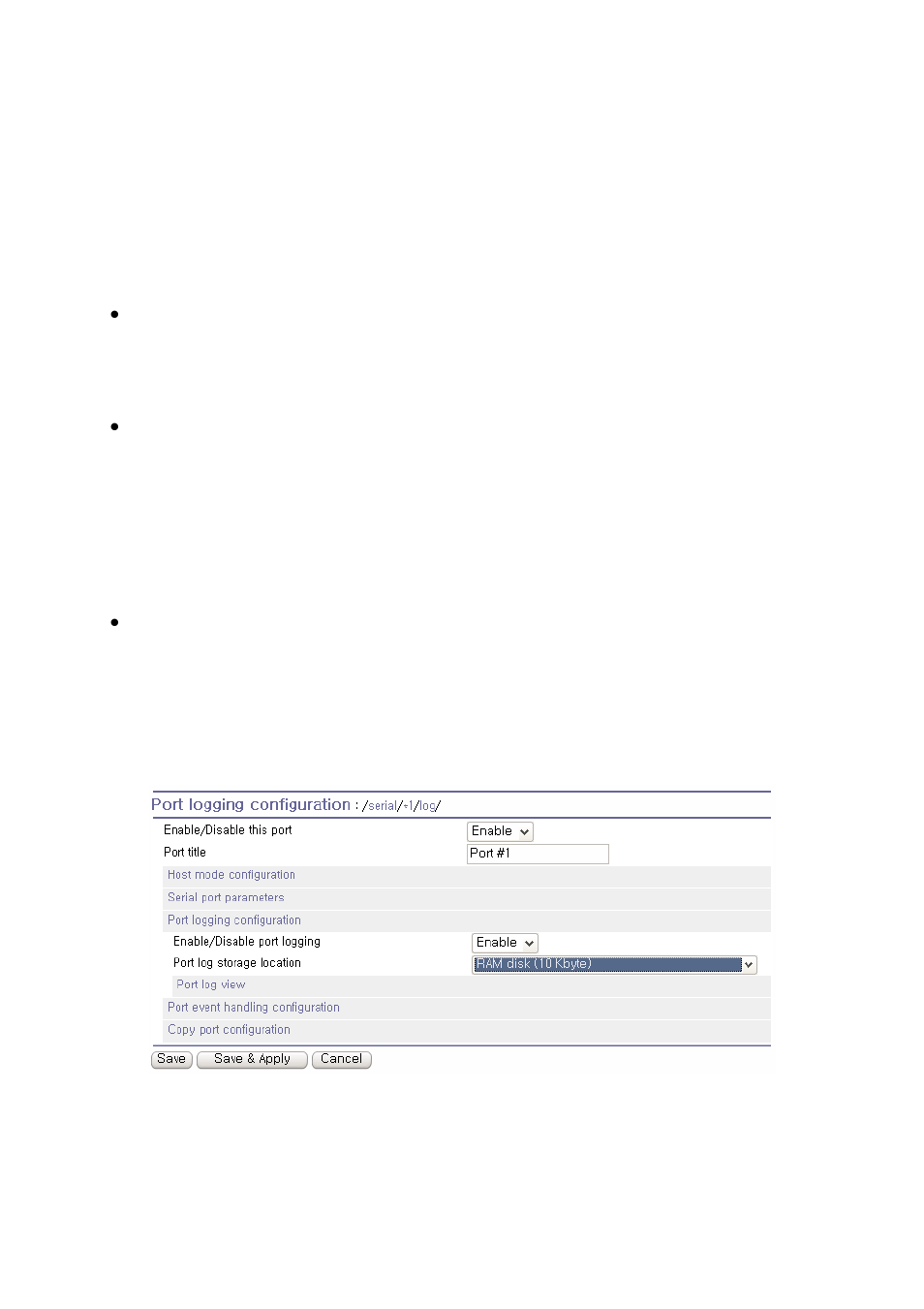 Port logging | SENA PS810 User Manual | Page 67 / 110