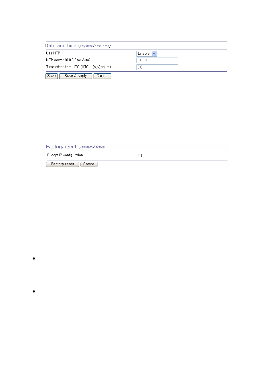 Factory reset, Configuration management | SENA PS810 User Manual | Page 74 / 110