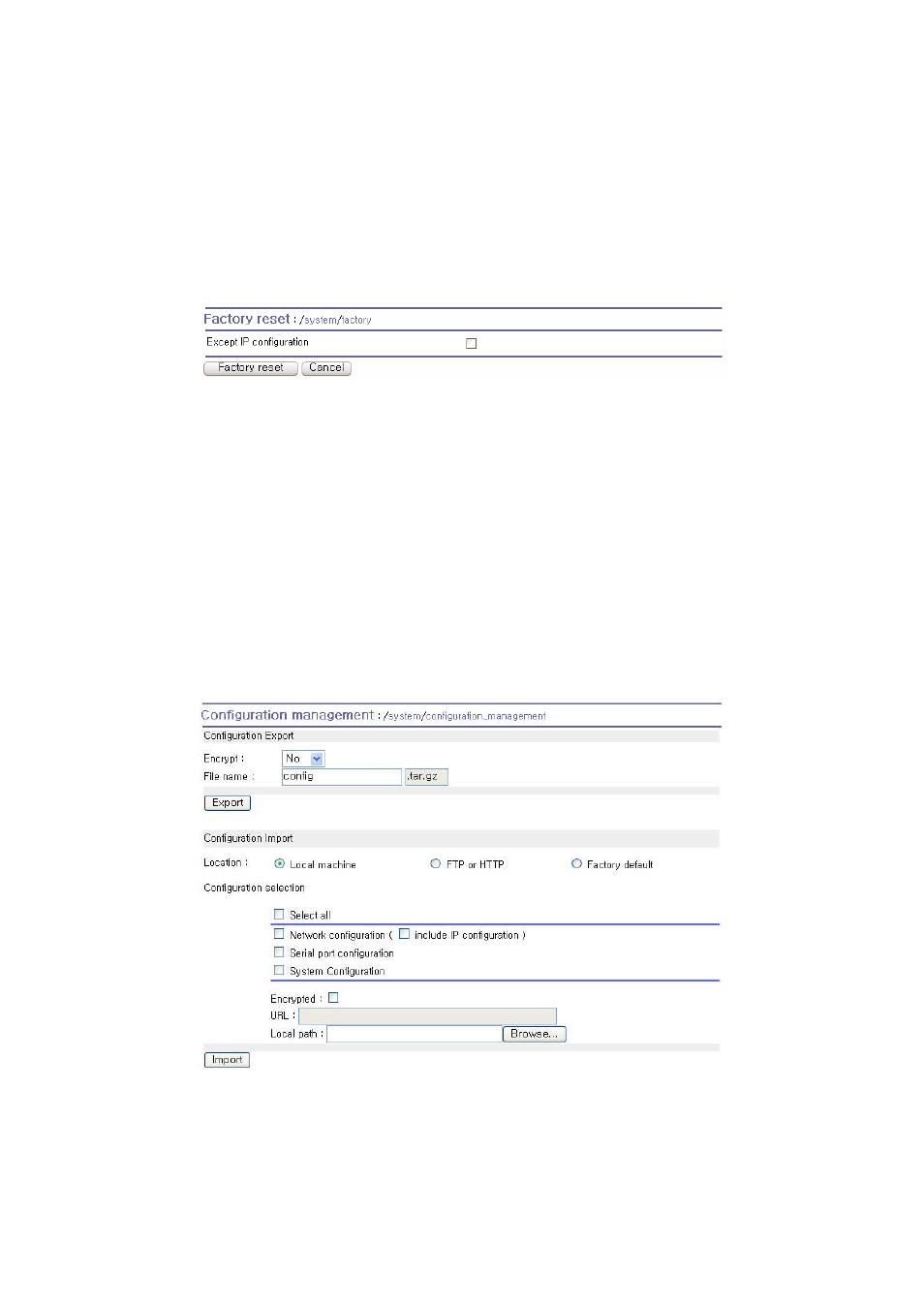 Factory reset, Configuration management | SENA PS210W User Manual | Page 72 / 104