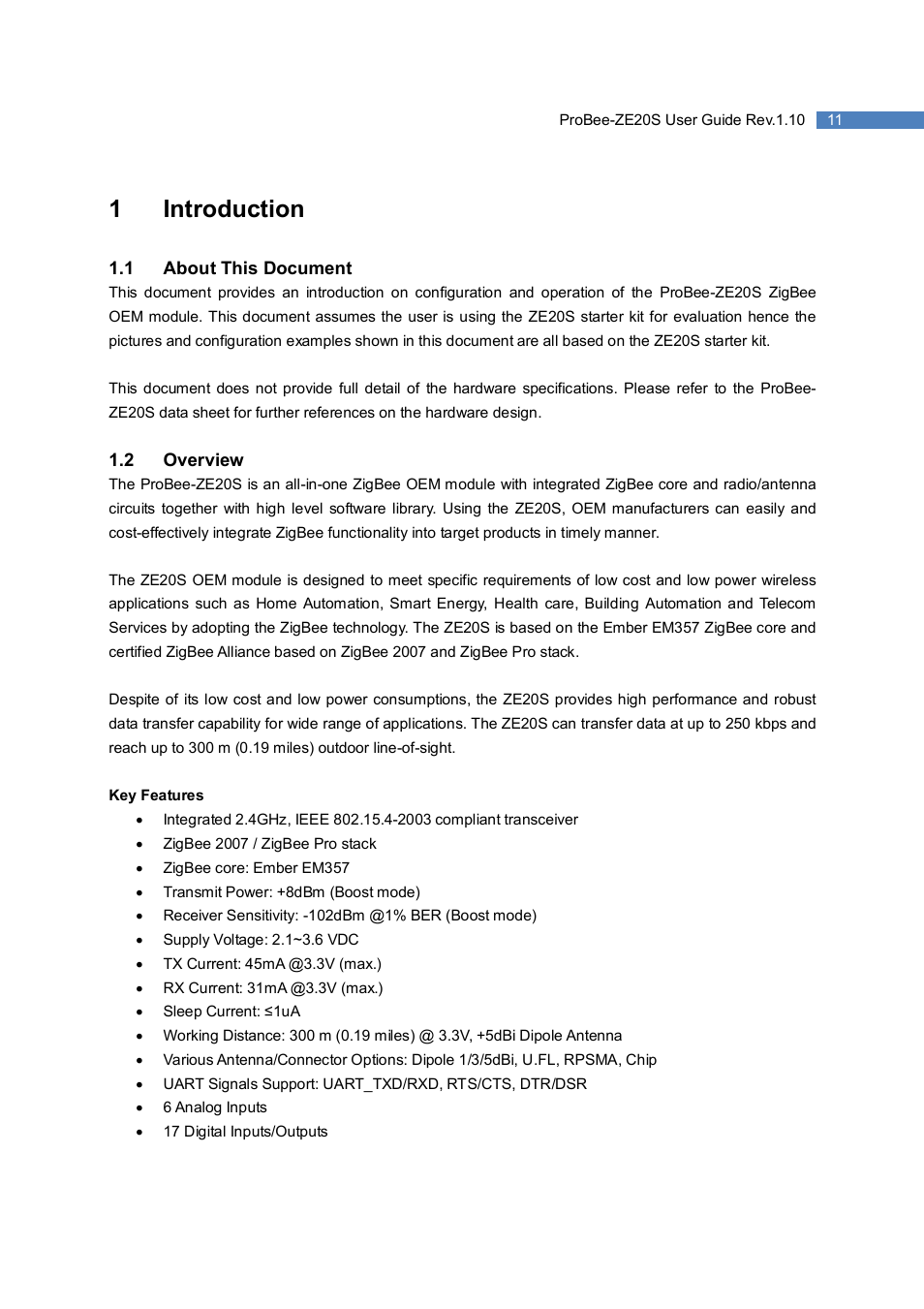 1introduction | SENA ProBee-ZE20S User Manual | Page 11 / 102