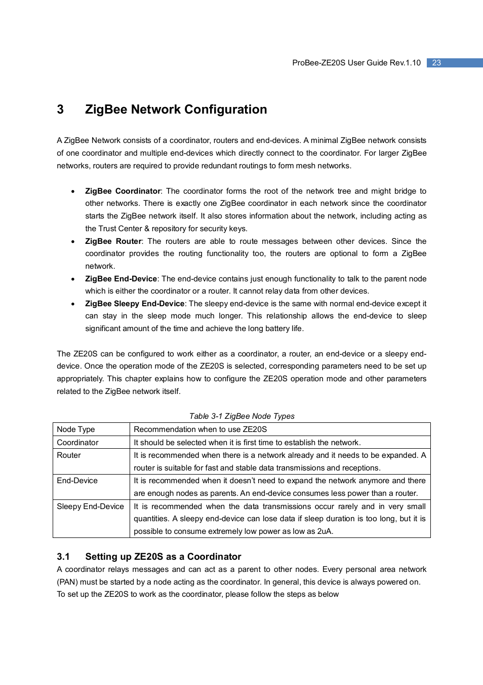 3zigbee network configuration | SENA ProBee-ZE20S User Manual | Page 23 / 102