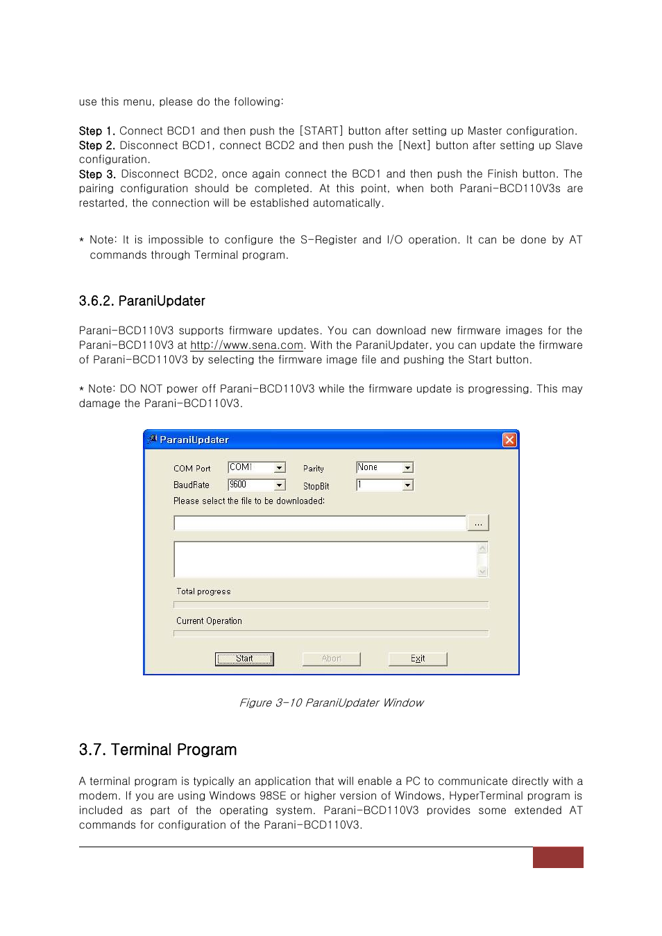 Terminal program | SENA Parani-BCD110V3 User Manual | Page 25 / 85