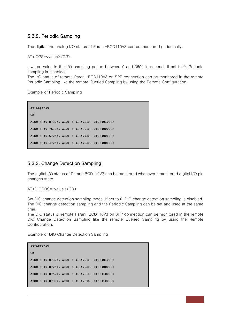 Periodic sampling, Change detection sampling | SENA Parani-BCD110V3 User Manual | Page 34 / 85