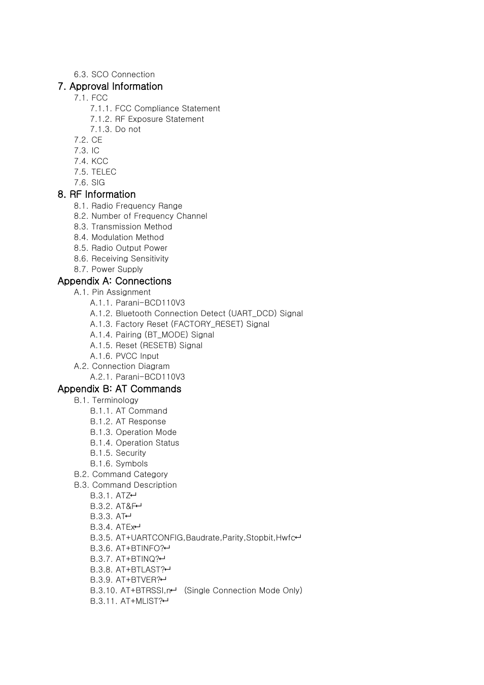 SENA Parani-BCD110V3 User Manual | Page 5 / 85