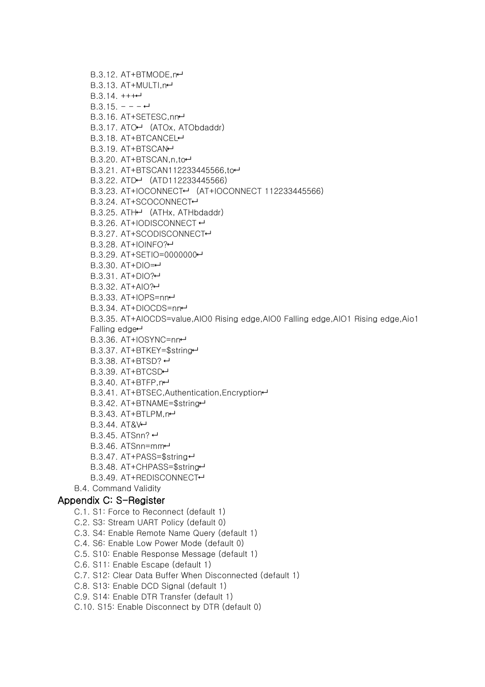 Appendix c: s-register 70 | SENA Parani-BCD110V3 User Manual | Page 6 / 85