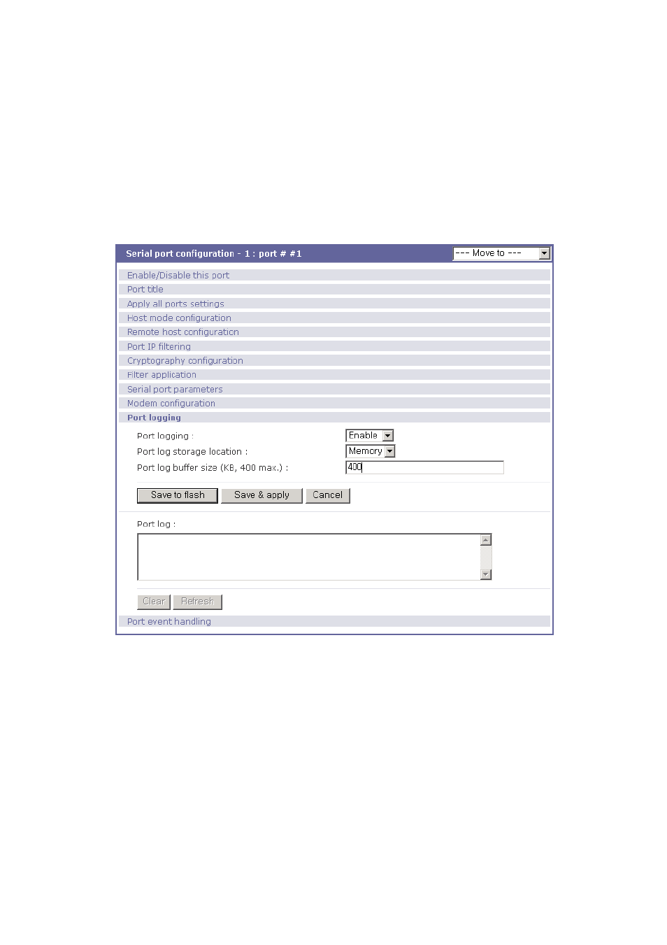 Port event handling configurations | SENA STS Series User Manual | Page 63 / 131