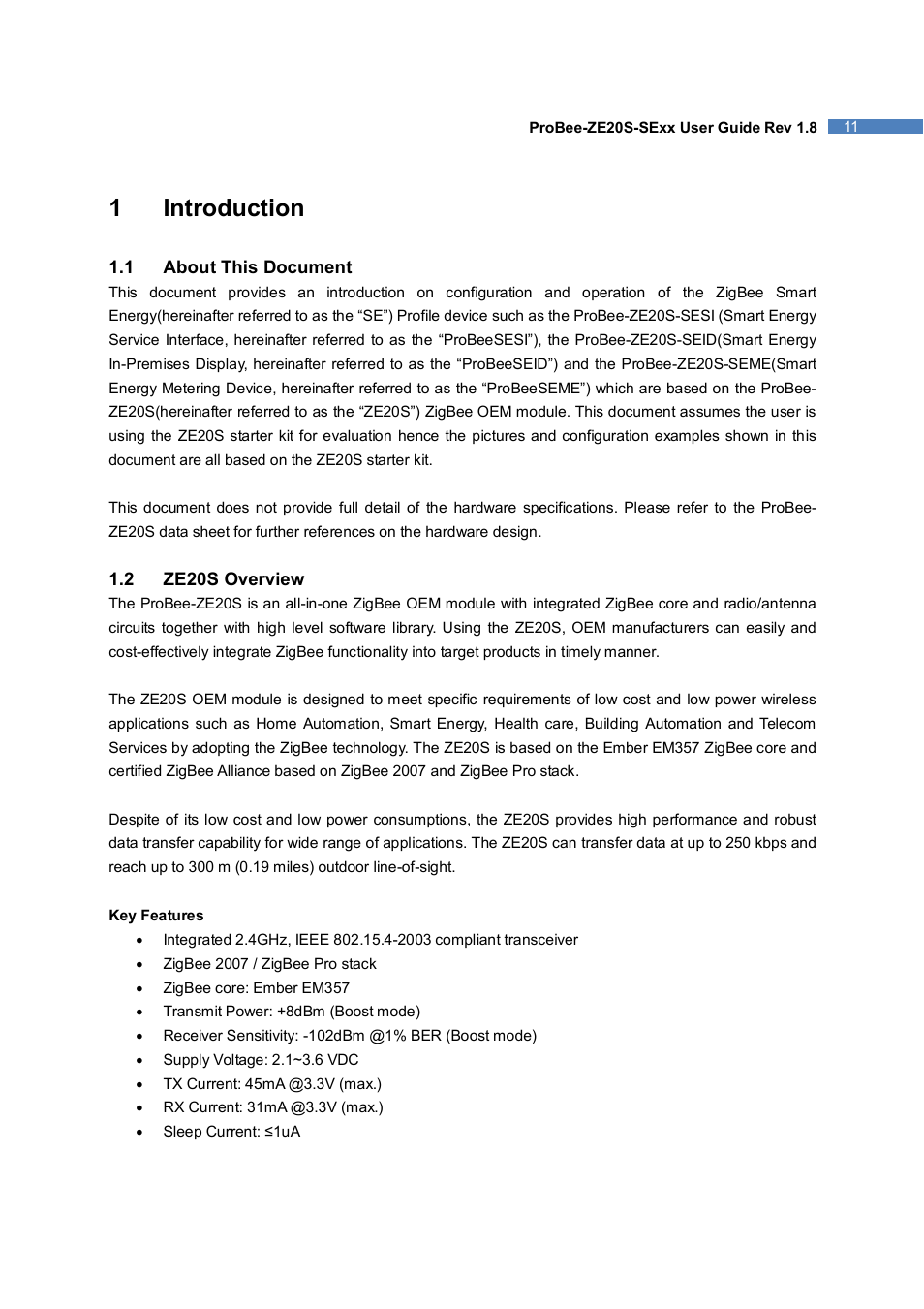 1introduction | SENA ProBee-ZE20S-SEME User Manual | Page 11 / 118