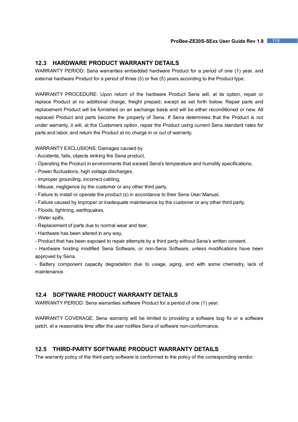 SENA ProBee-ZE20S-SEME User Manual | Page 115 / 118