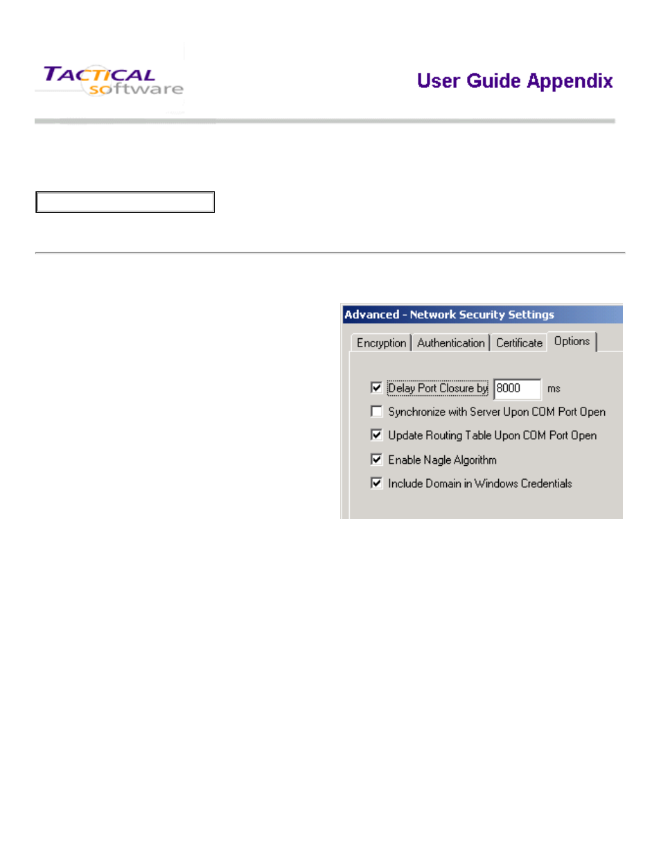 Appendix a: 3.0 options, Options, A.3 — options | Appendix a: advanced settings, A.3. options | SENA Serial_IPTM Redirector 4.3 User Manual | Page 68 / 84