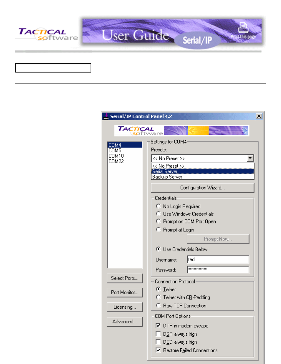 Appendix b, Using a presets file, Appendix b. using a presets file | SENA Serial_IPTM Redirector 4.3 User Manual | Page 70 / 84