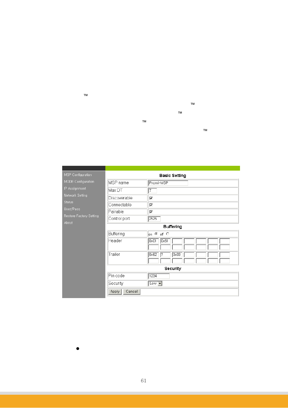 Configuration via web, 1 msp configuration | SENA Promi-MSP User Guide User Manual | Page 61 / 73