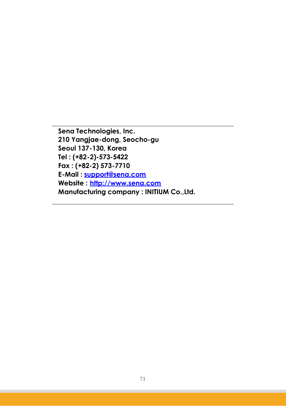 Technical support | SENA Promi-MSP User Guide User Manual | Page 71 / 73