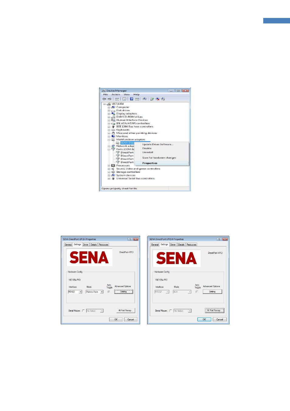 Windows device driver configuration | SENA DirectPort UPCI User Manual | Page 13 / 20