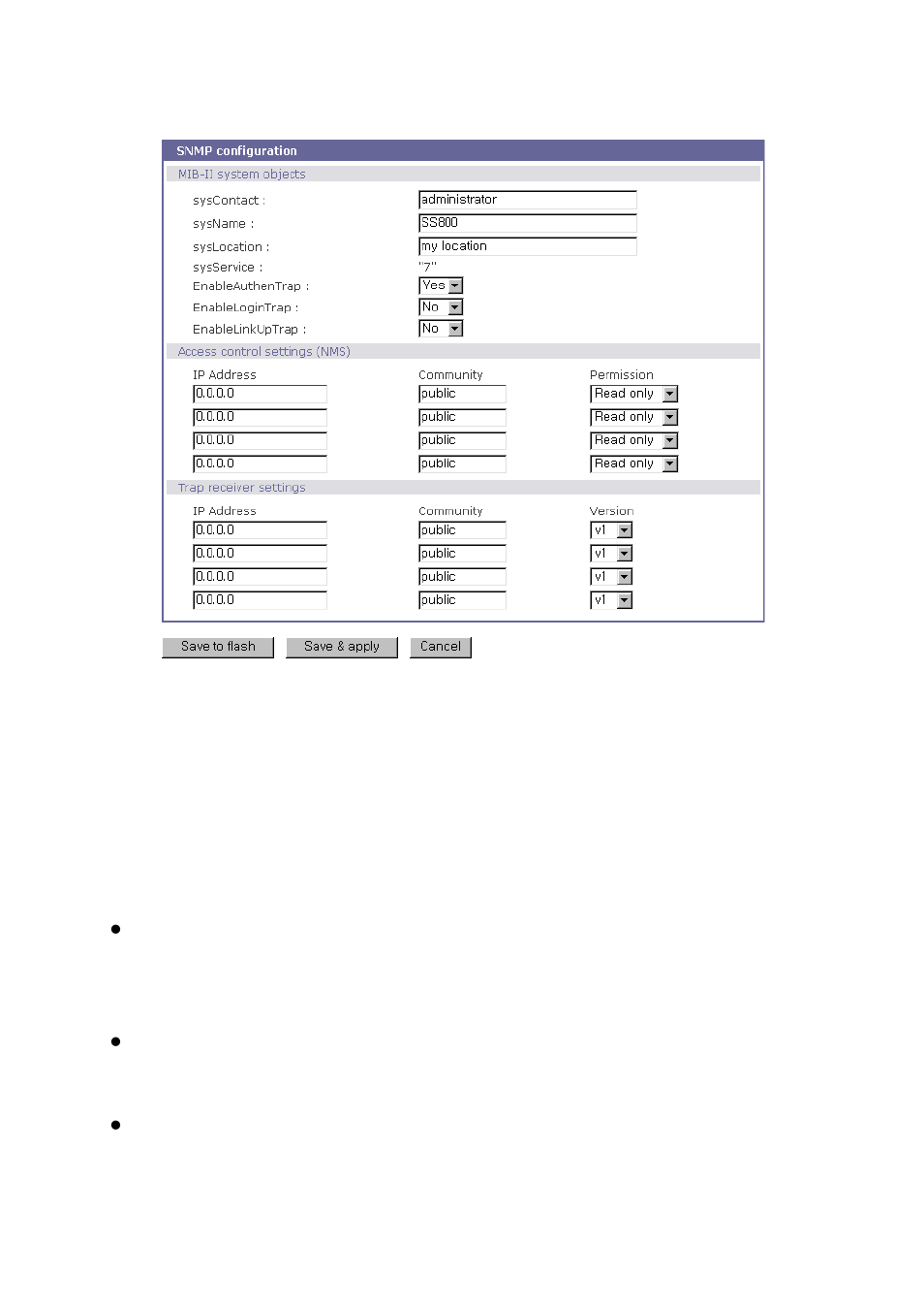 Mib-ii system objects configuration | SENA SS800 User Manual | Page 29 / 138