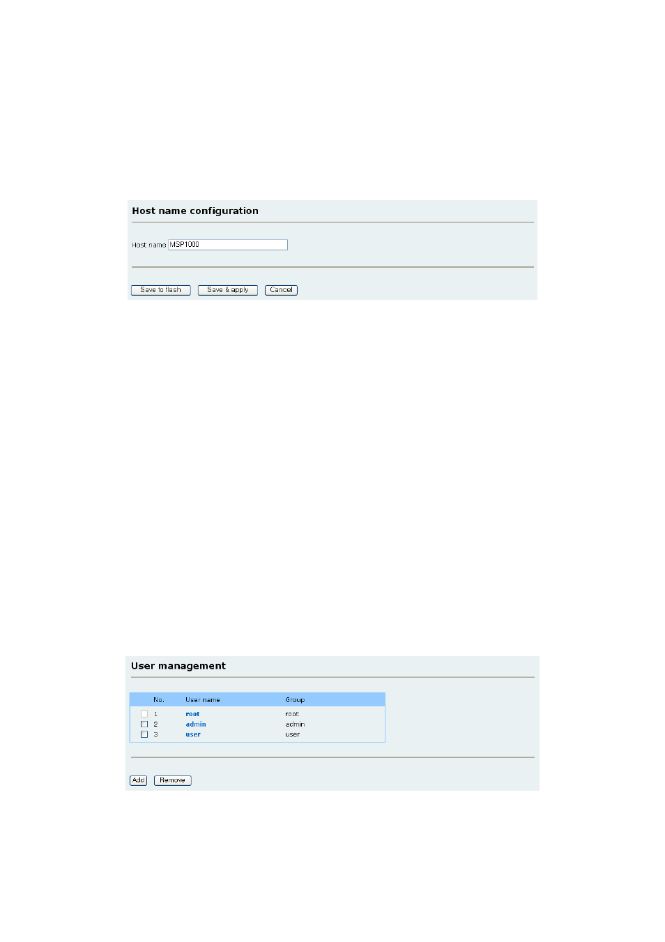 System administration, Host name, User management | SENA Parani-MSP1000 User Manual | Page 48 / 82