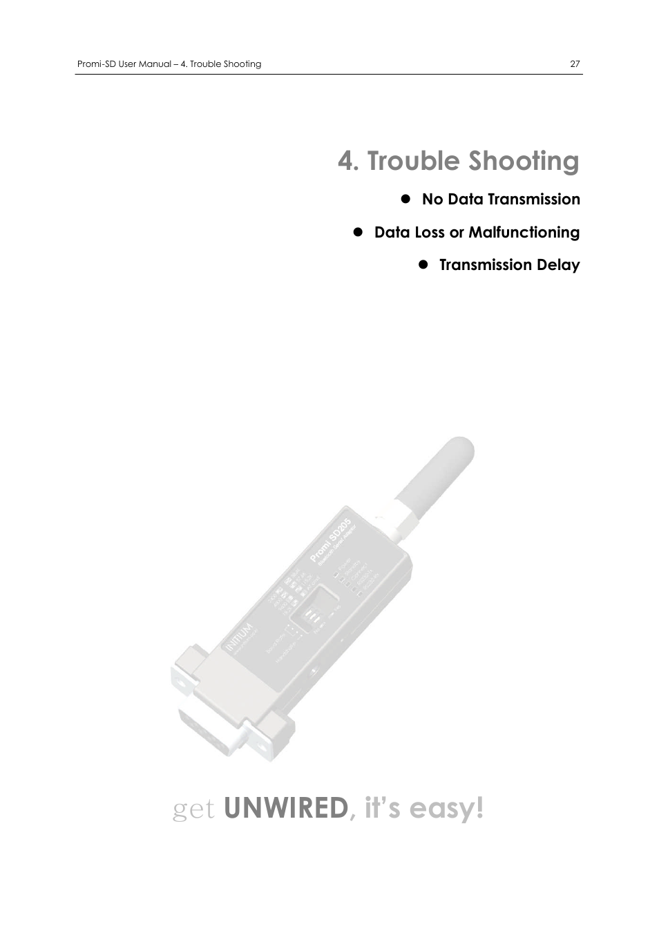 Trouble shooting, Get unwired , it’s easy | SENA Promi-SD 205 User Manual | Page 31 / 54