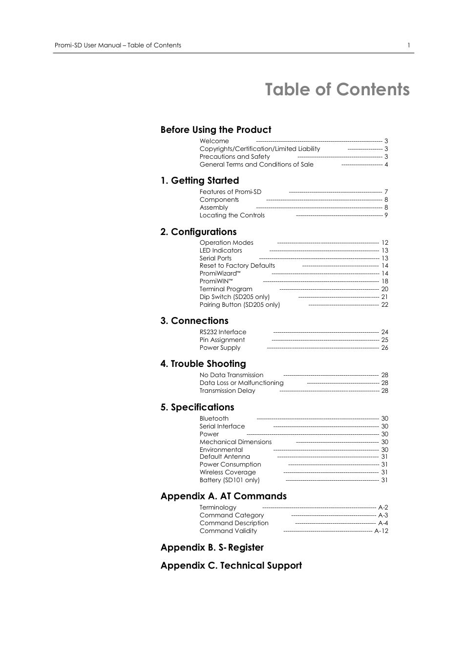 SENA Promi-SD 205 User Manual | Page 5 / 54