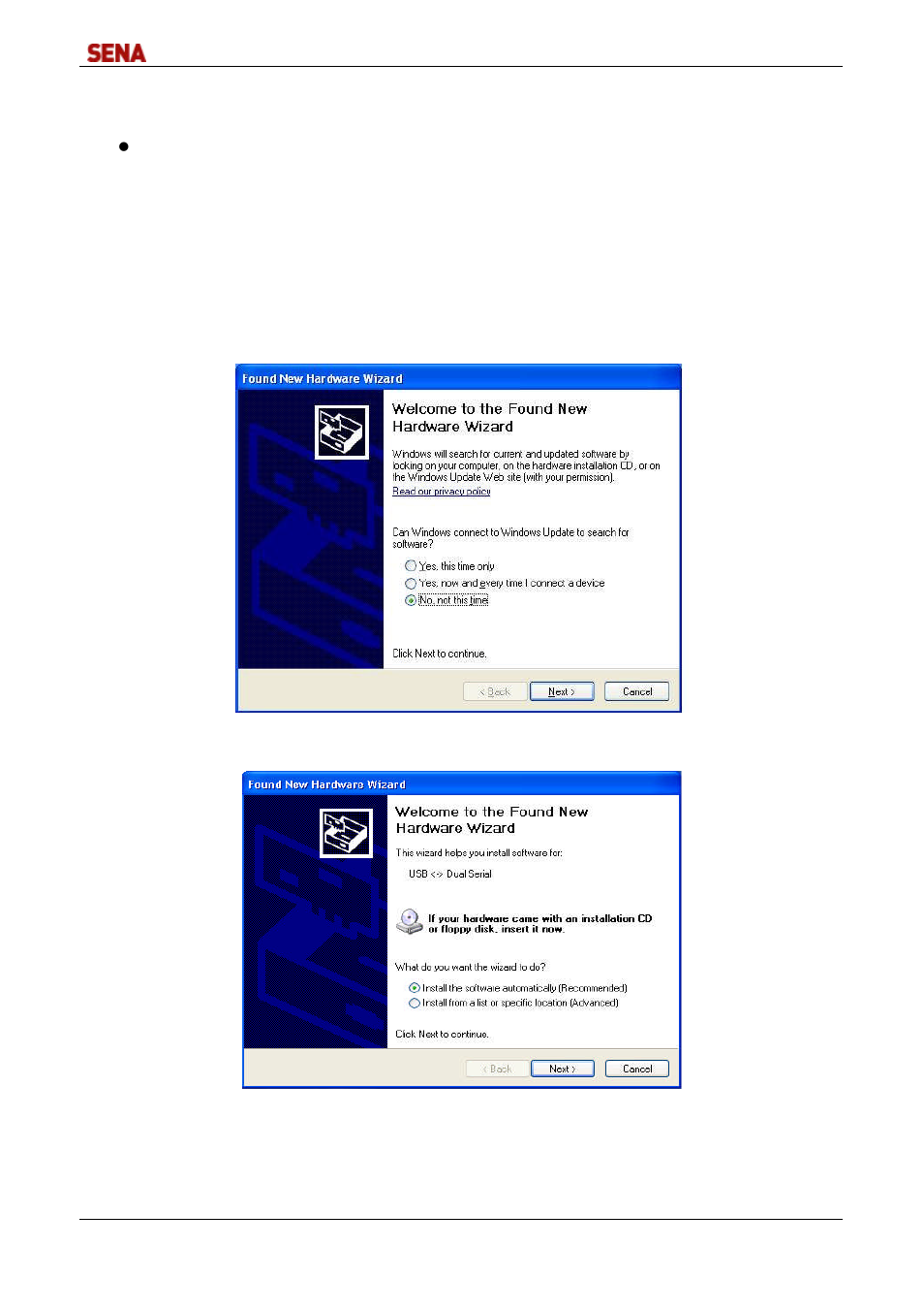 Manual driver installation in windows 2000/xp/2003 | SENA DirectPort-USB User Manual | Page 14 / 36