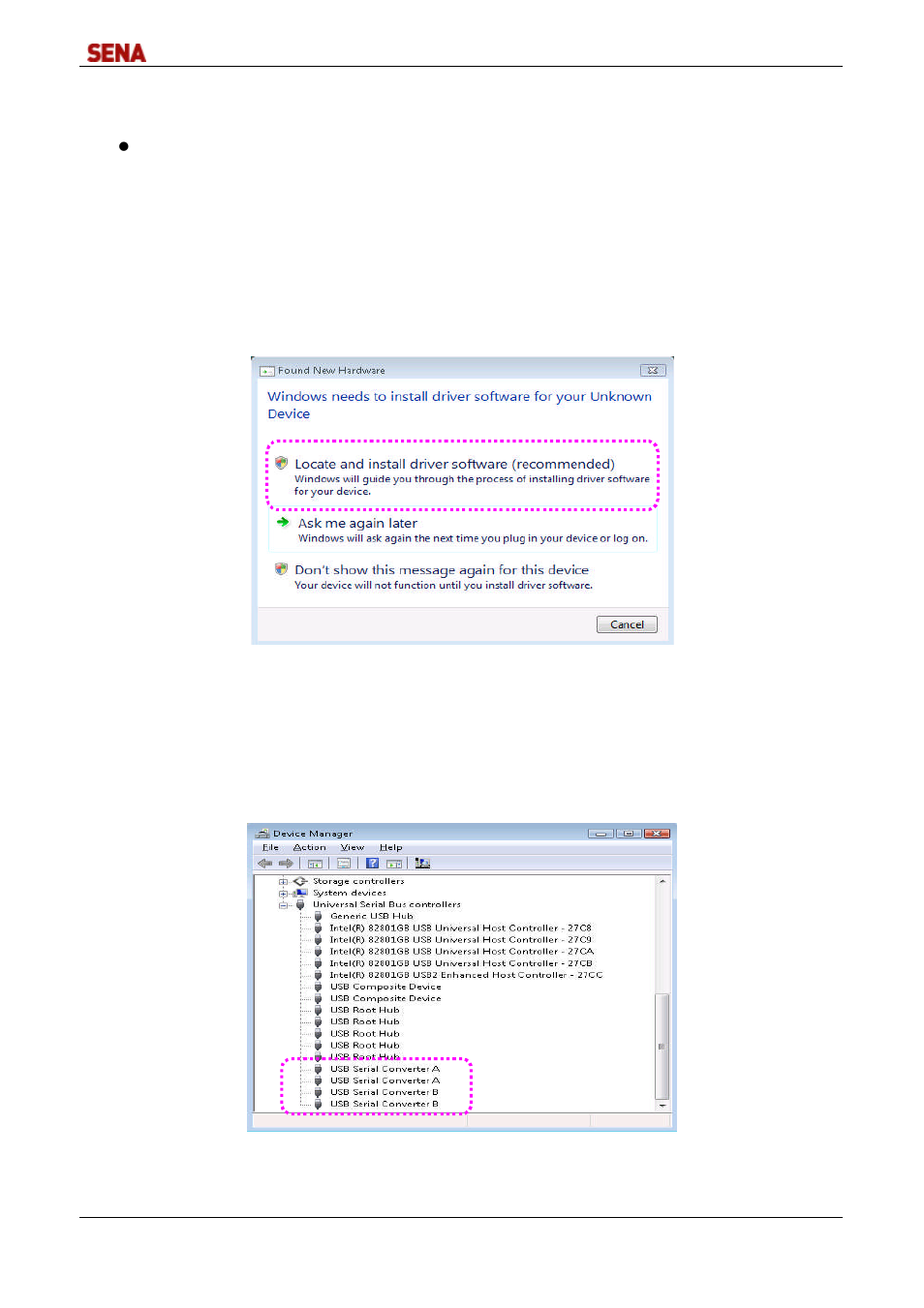 Manual driver installation for windows vista/2008 | SENA DirectPort-USB User Manual | Page 19 / 36
