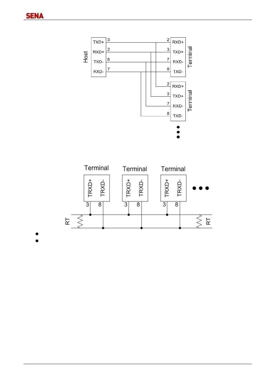 8 line connection for rs422 multi-drop, 9 line connection for rs485 | SENA DirectPort-USB User Manual | Page 9 / 36