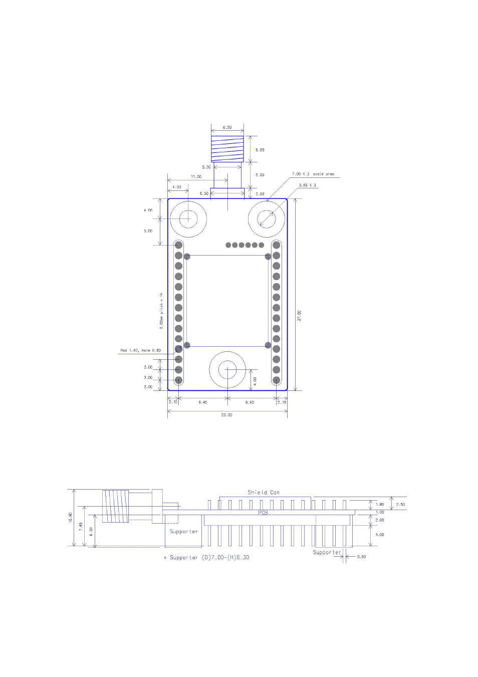 Appendix g: parani-esd1000 pcb mechanical drawing | SENA Parani-ESD1000 User Manual | Page 60 / 60