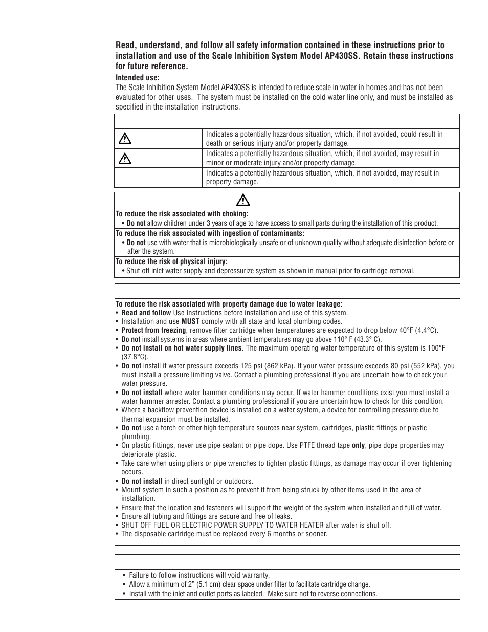 Safety information, Warning, Caution | Explanation of signal word consequences, Ccaution warning | Aqua-Pure AP430SS User Manual | Page 3 / 16