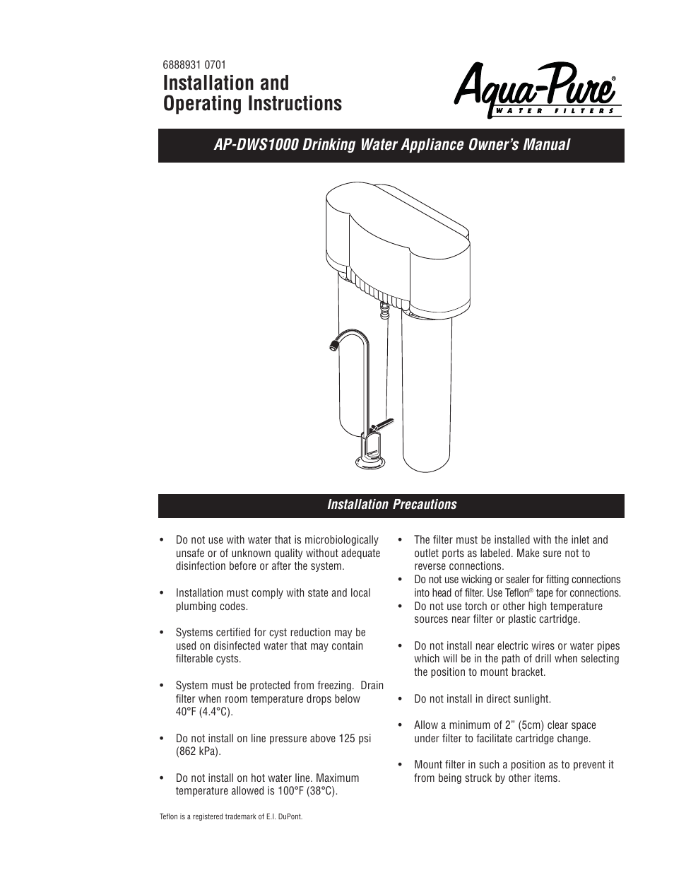 Aqua-Pure AP-DWS1000 User Manual | 11 pages