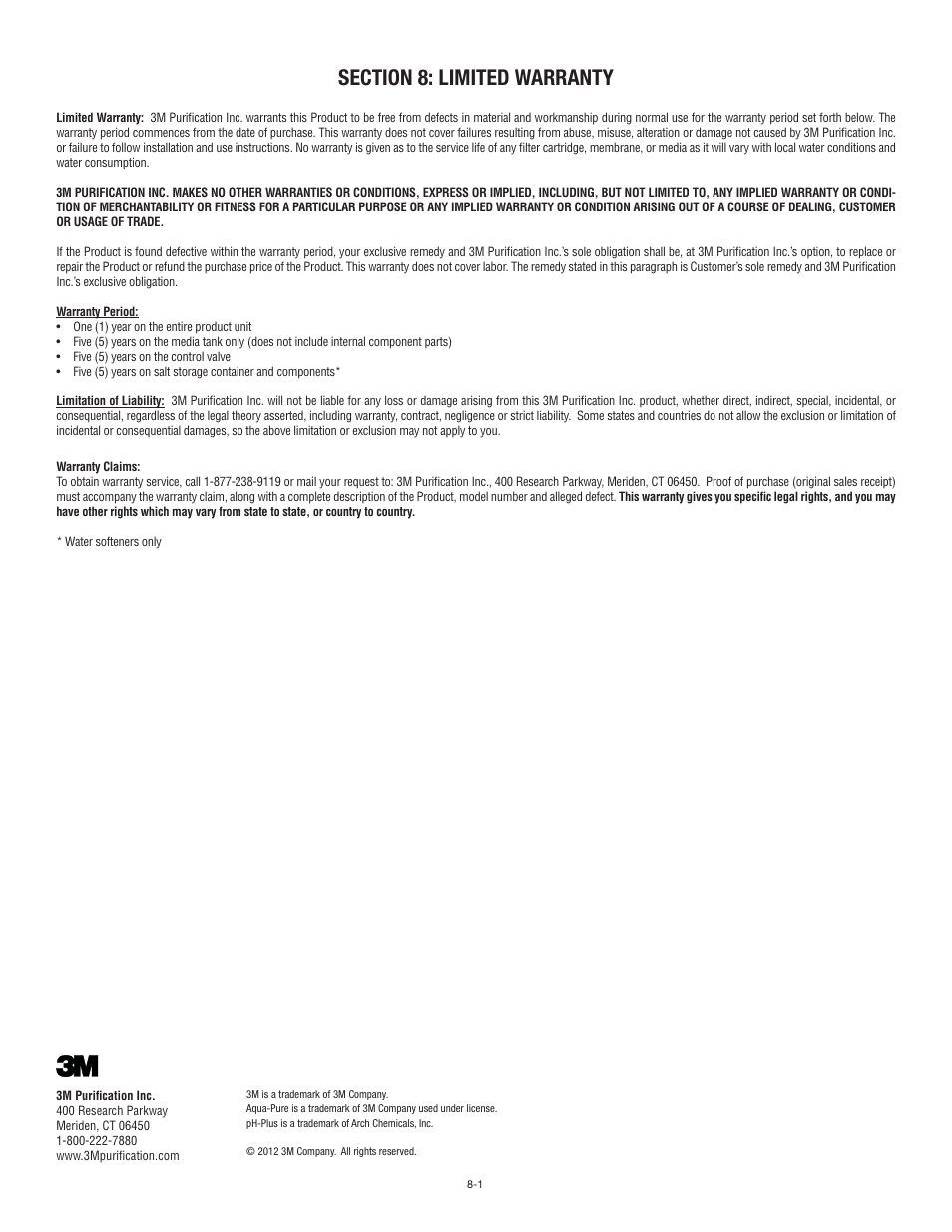 Aqua-Pure MCA2001M User Manual | Page 24 / 24