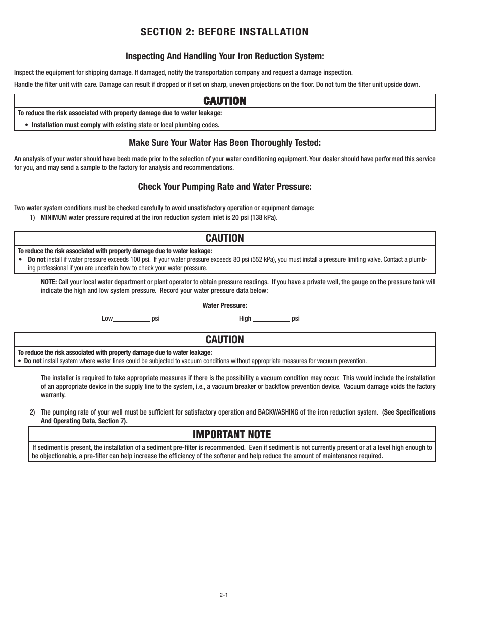 Caution | Aqua-Pure MCA2001M User Manual | Page 4 / 24