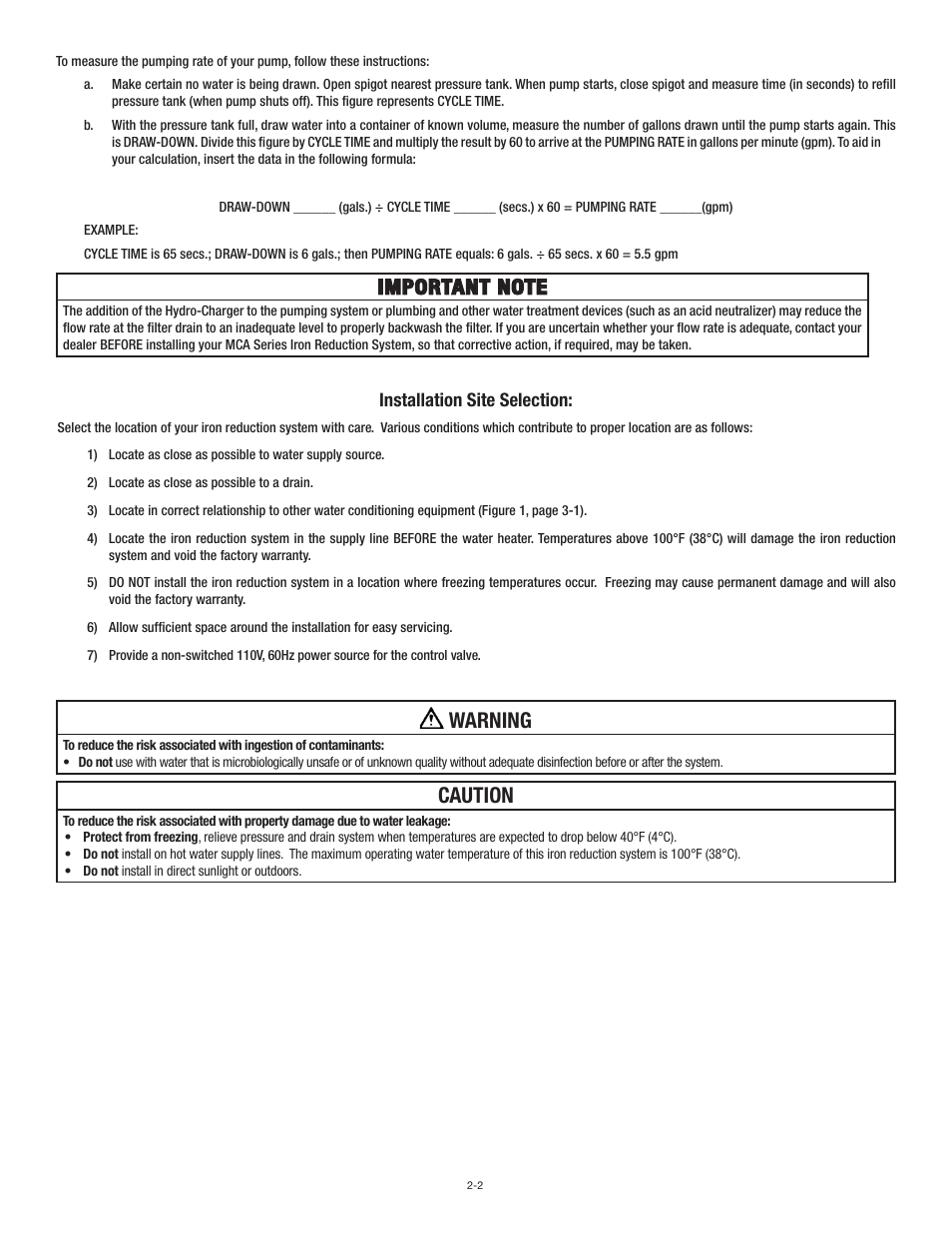 Warning, Caution | Aqua-Pure MCA2001M User Manual | Page 5 / 24