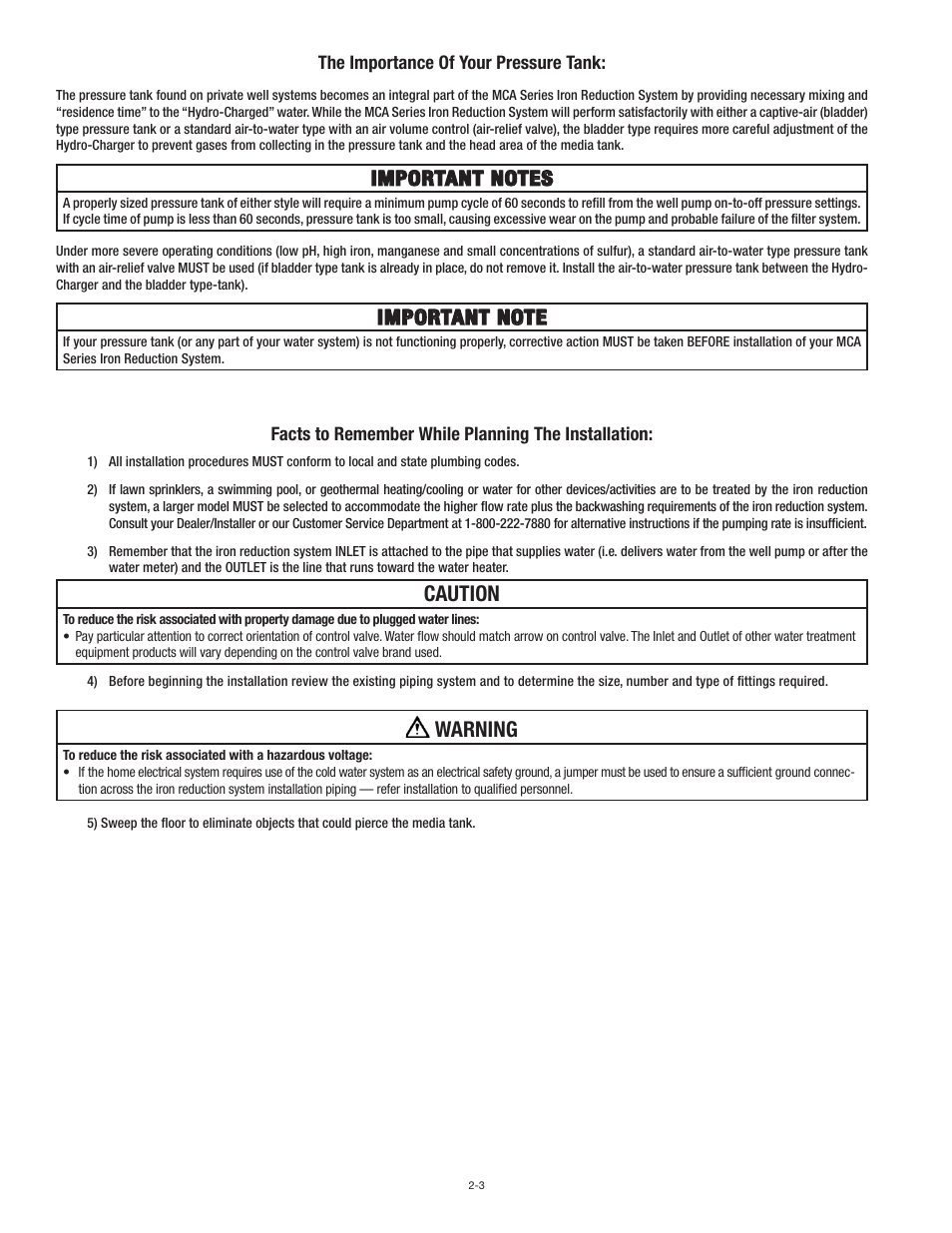 Caution, Warning | Aqua-Pure MCA2001M User Manual | Page 6 / 24