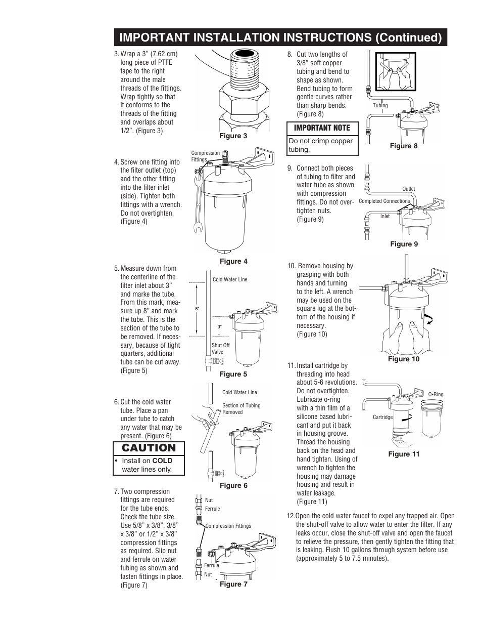 Important installation instructions (continued), Caution | Aqua-Pure AP200 User Manual | Page 5 / 16