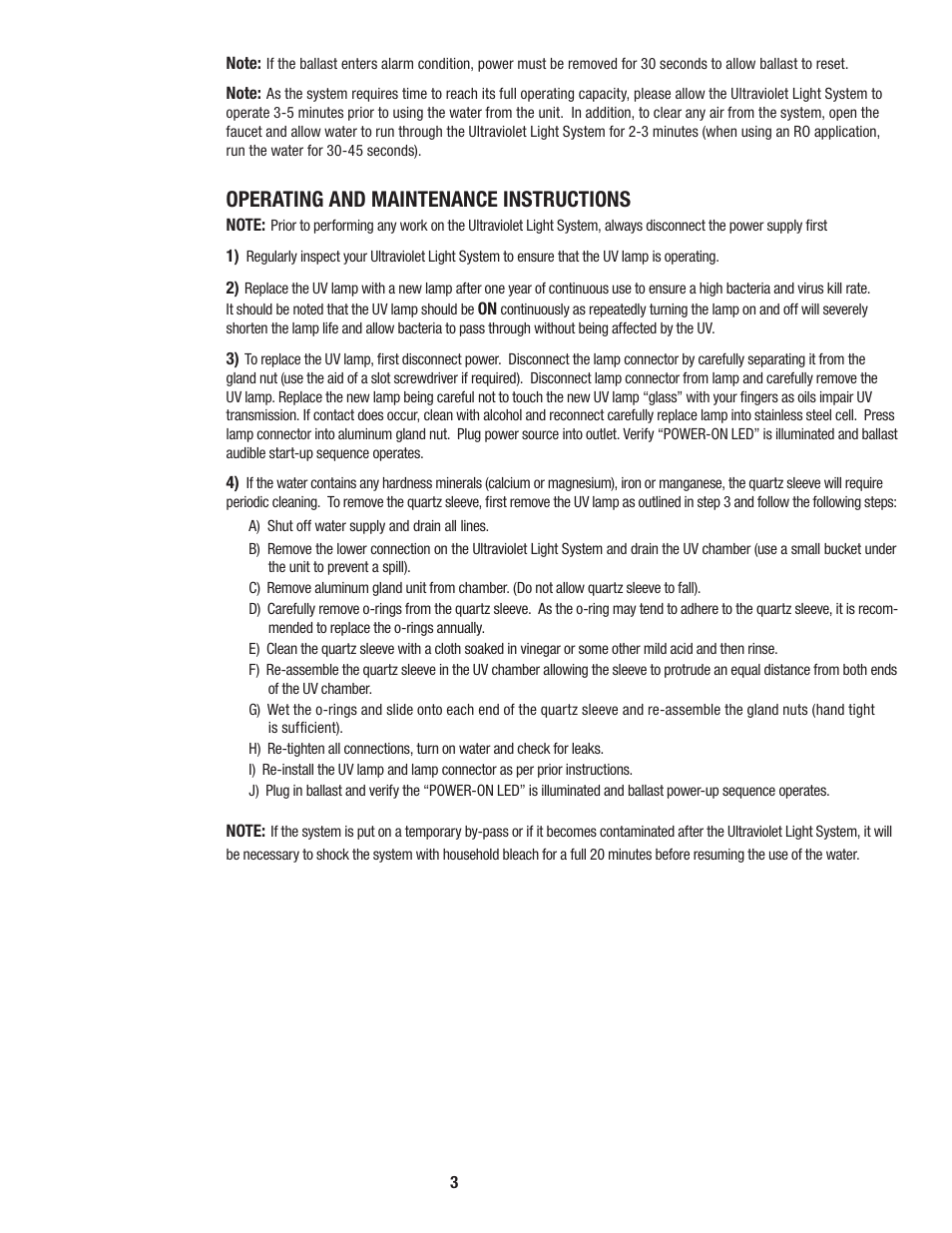 Operating and maintenance instructions | Aqua-Pure APUV8 User Manual | Page 4 / 7
