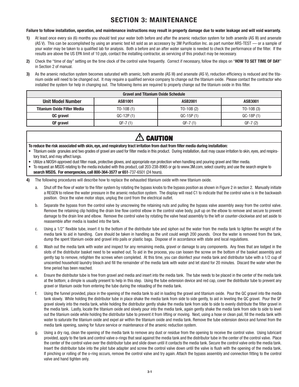 Caution | Aqua-Pure ASB1001 User Manual | Page 13 / 24