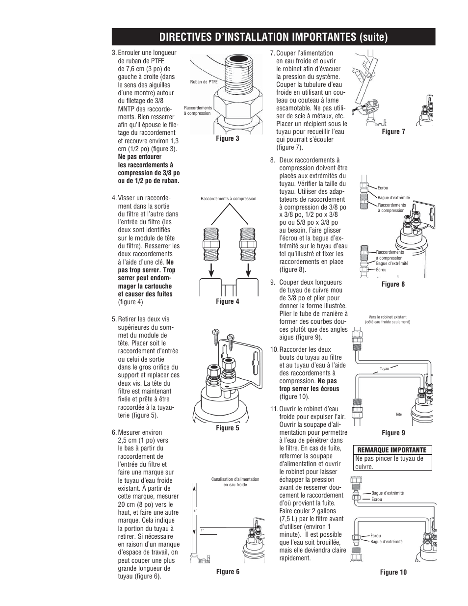 Directives d’installation importantes (suite), Figure 4 figure 5 figure 7 | Aqua-Pure AP510 User Manual | Page 13 / 16