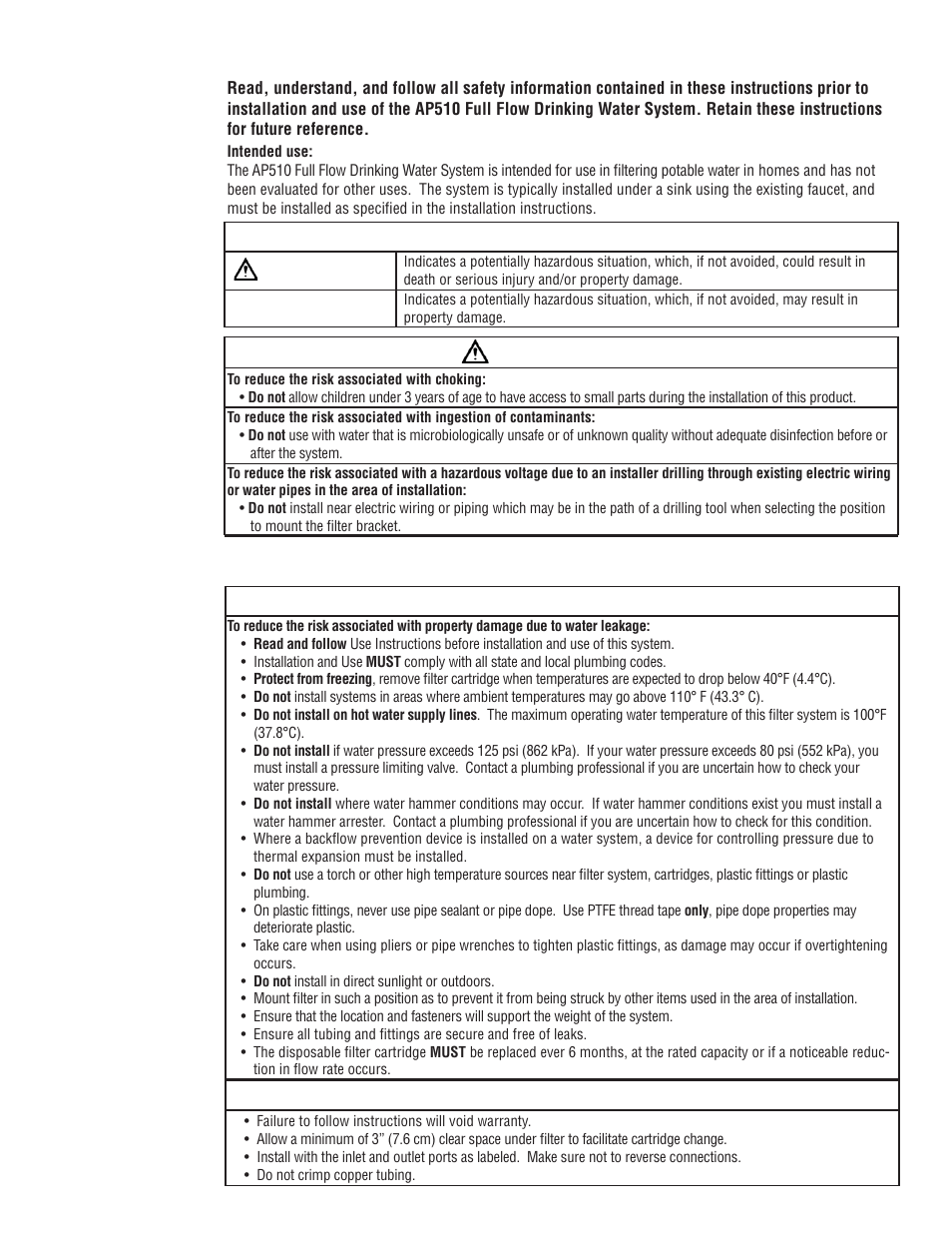 Safety information, Warning, Caution | Explanation of signal word consequences, Wwarning | Aqua-Pure AP510 User Manual | Page 3 / 16