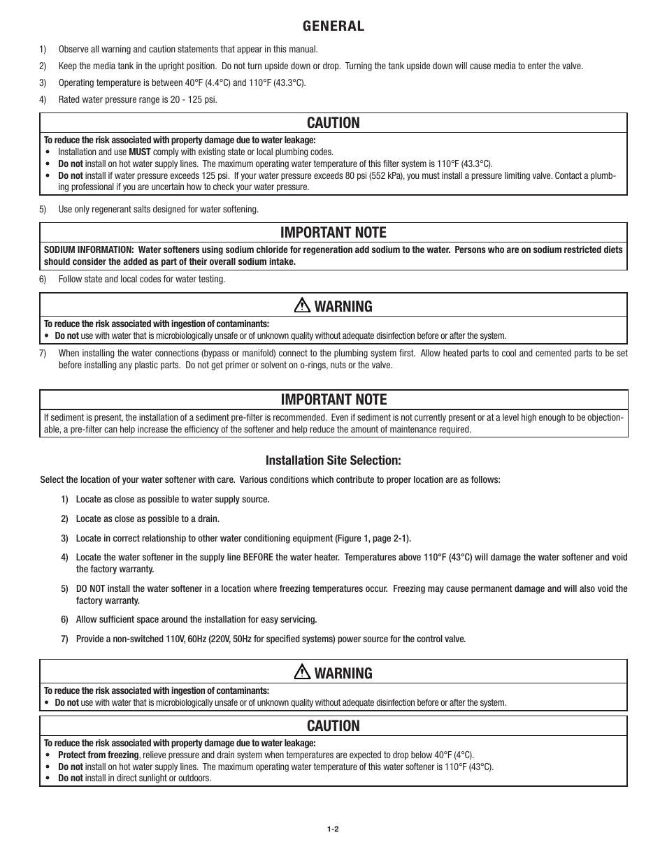 Caution, Warning, General | Aqua-Pure AWS150M User Manual | Page 6 / 36