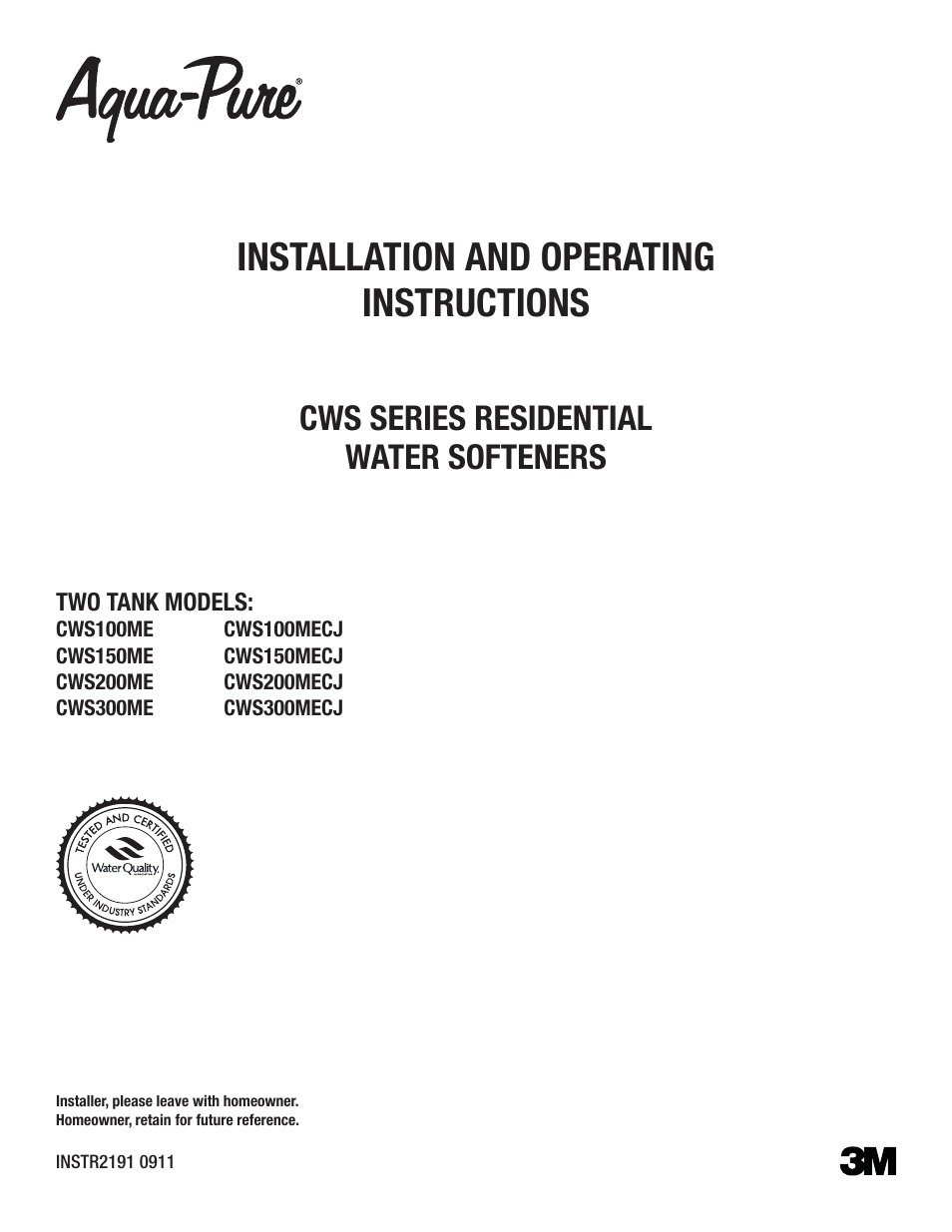 Aqua-Pure CWS150MECJ User Manual | 32 pages