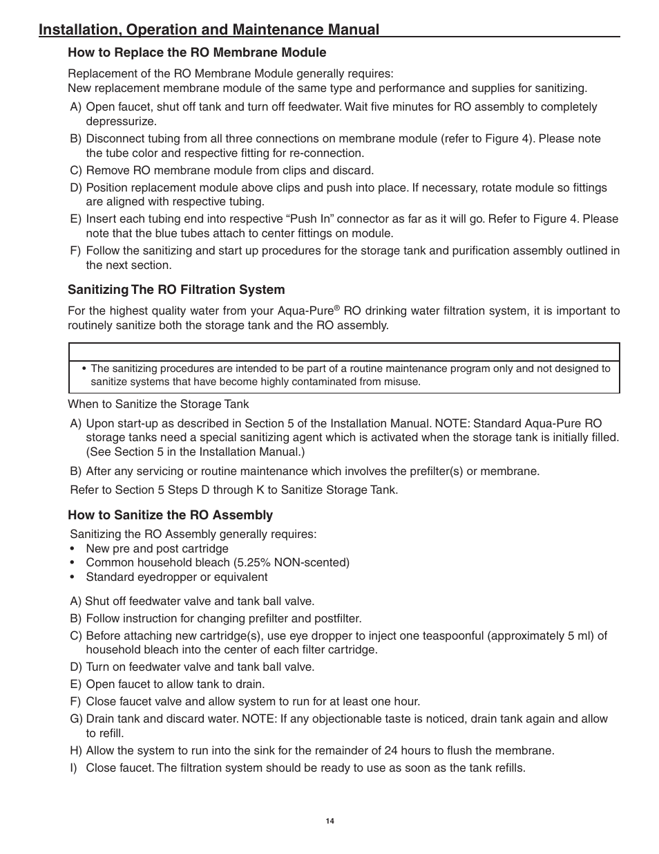 Installation, operation and maintenance manual | Aqua-Pure AP-RO5500 User Manual | Page 15 / 20